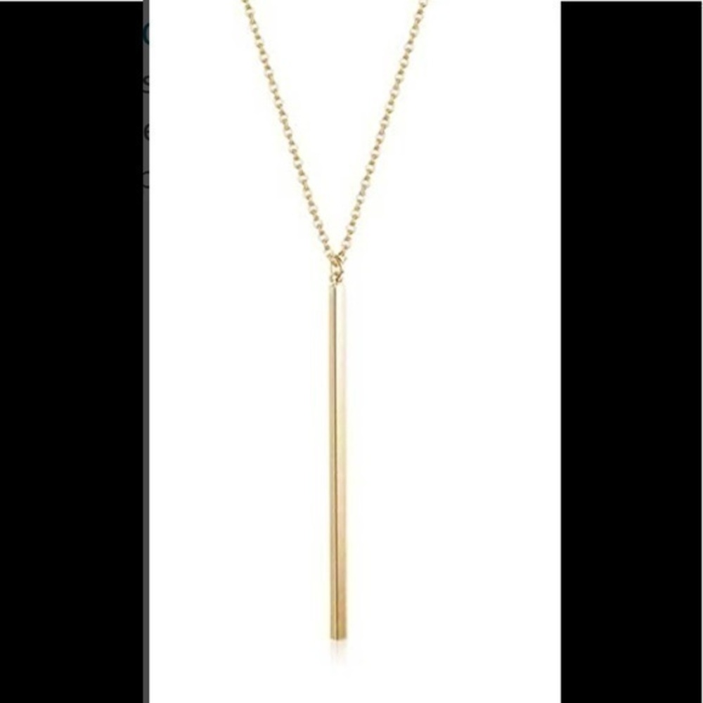 Fashion necklace gold tone simple bar